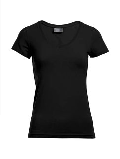 Promodoro 3086 Dámské tričko Slim Fit s výstřihem do V 40.3086 black