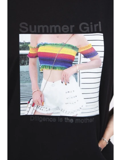 Halenka s potiskem Summer Girl černá Halenka s potiskem Summer Girl černá