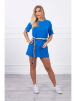 Šaty s ozdobným pruhem chrpově modré barvy Šaty s ozdobným pruhem chrpově modré barvy