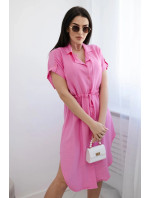Viskózové šaty se zavazováním v pase světle růžová