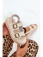 Dámské Sandály Na Platformě A Klínu S Přezkami Béžové Genorre Dámské Sandály Na Platformě A Klínu S Přezkami Béžové Genorre