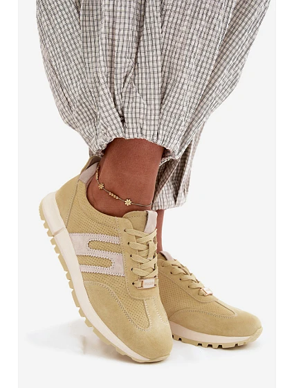 Dámské Sportovní Sneakersy z Semiše Žluté model 22200630 - Boto