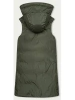 Černo-khaki dlouhá dámská oboustranná vesta (B8248-1)