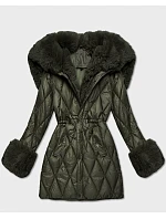 Bunda v khaki barvě s kožešinovou kapucí, model 21757965 - HONEY WINTER Bunda v khaki barvě s kožešinovou kapucí, model 21757965 - HONEY WINTER