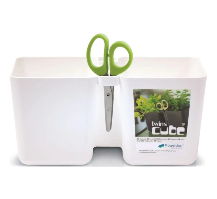 Květináč s bylinkami TWINS CUBE WITH CUTLERY WHITE