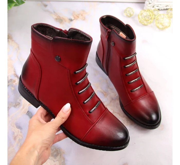 Jezzi W JEZ52G zateplené zdobené boty červená