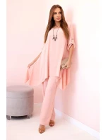 Sada halenky + kalhot s přívěskem tmavě pudrově růžová