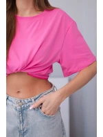 Dámská bavlněná basic halenka s krátkým rukávem růžová Dámská bavlněná basic halenka s krátkým rukávem růžová
