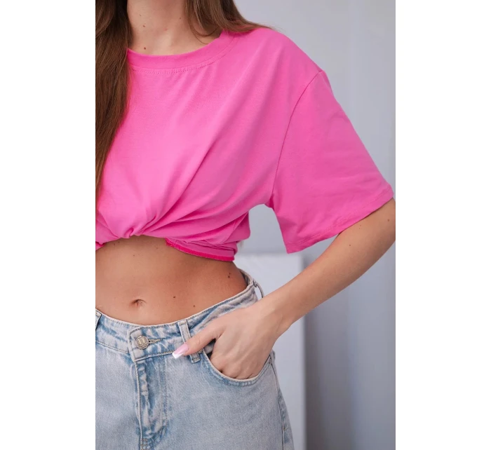 Dámská bavlněná basic halenka s krátkým rukávem růžová Dámská bavlněná basic halenka s krátkým rukávem růžová