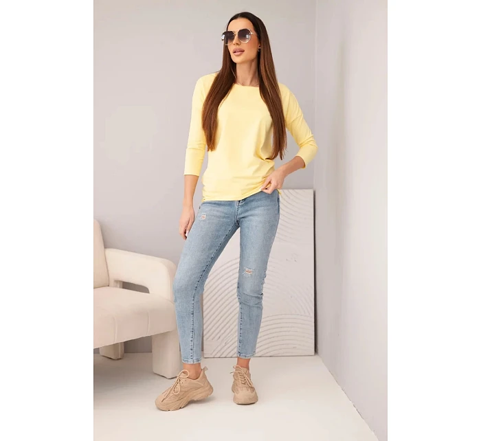 Dámská halenka s lodičkovým výstřihem citronová