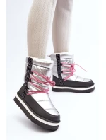 Dámské zimní boty s šněrováním stříbrné model 21644713 - Boto