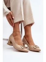 Elegantní lodičky s ozdobou Laura Messi 2740 Beige