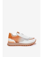 Kožené Sportovní Boty S Dámské  Oranžové model 21691274 - VINCEZA