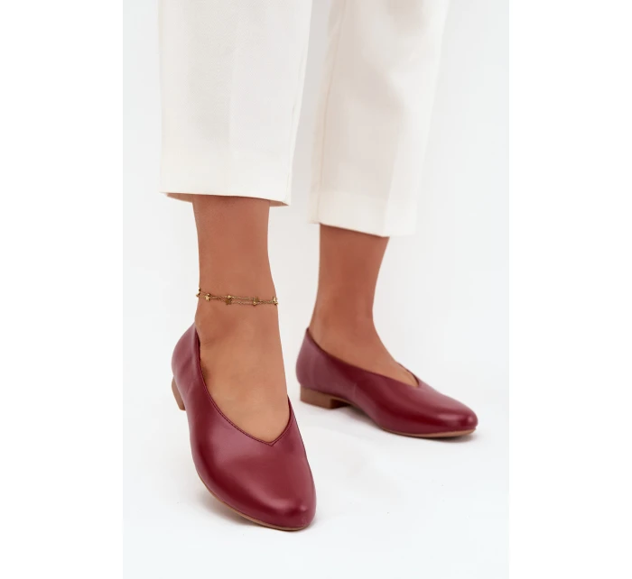Dámské baleríny z ekokůže na nízkém podpatku bordové model 21710681 - Boto
