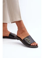 Zazoo Elegantní dámské kožené pantofle , černé Zazoo Elegantní dámské kožené pantofle , černé