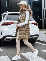Dámská prošívaná vesta s kapucí TY5258 zlatá - Fashion Street