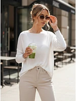 Dámský oversize hladký svetr SENZIA ecru FashionStreet MY2450 Dámský oversize hladký svetr SENZIA ecru FashionStreet MY2450