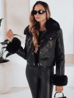 Dámská kožená bunda ramones s kožešinou černá FashionStreet TY5207