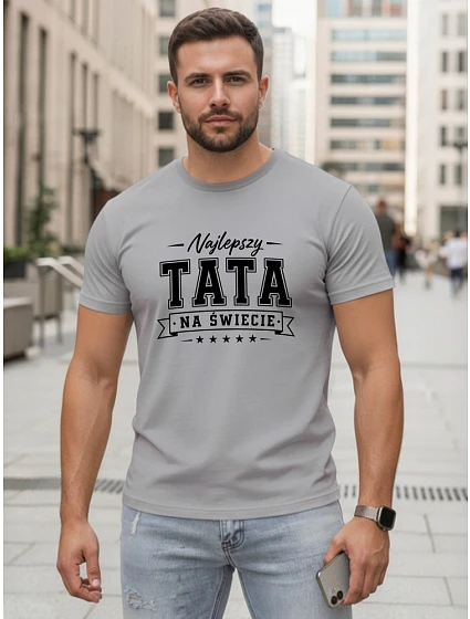 Tshirt męski z nadrukiem dla bawełniany szary model 22217742 - FashionStreet