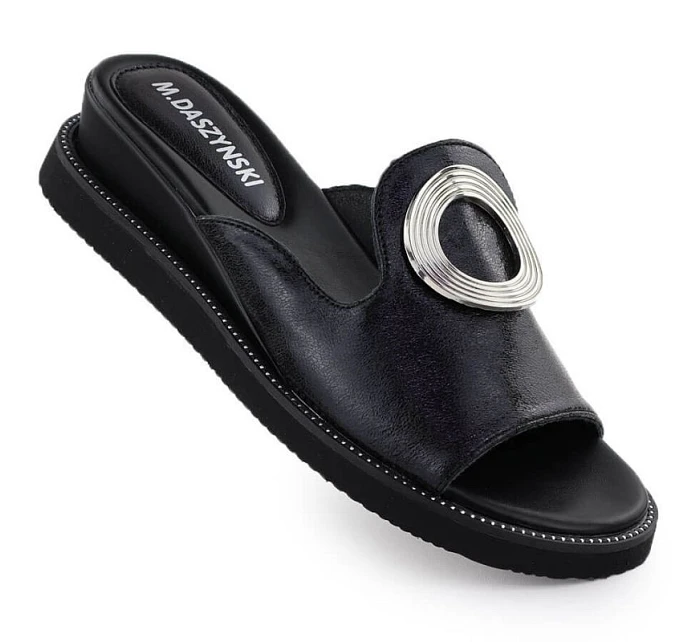 Dámské žabky na nízkém podpatku černé M.Daszynski Dámské žabky na nízkém podpatku černé M.Daszynski