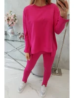 Souprava s oversize halenkou fuchsiové barvy