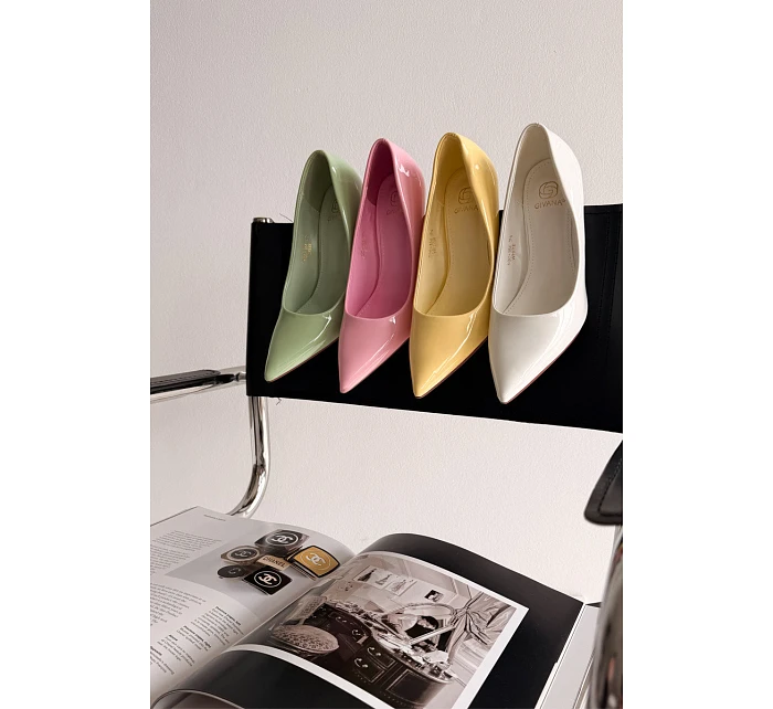 Klasické lakované lodičky z imitace kůže bílé Odira