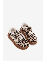 Dívčí tenisky s leopardím vzorem na suchý zip Béžové Satinia Dívčí tenisky s leopardím vzorem na suchý zip Béžové Satinia