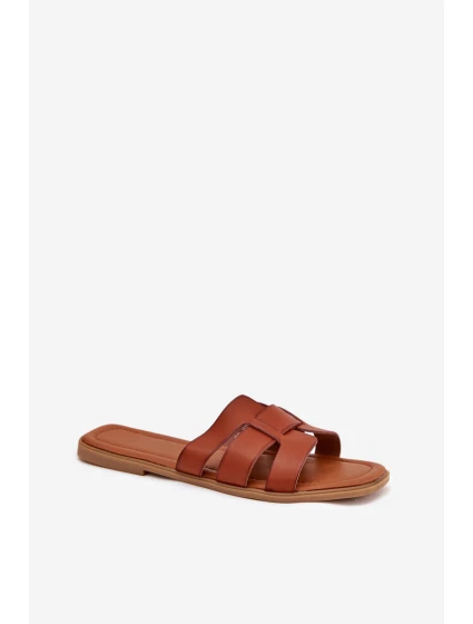 Dámské pantofle na nízkém podpatku – camel Mirona Dámské pantofle na nízkém podpatku – camel Mirona