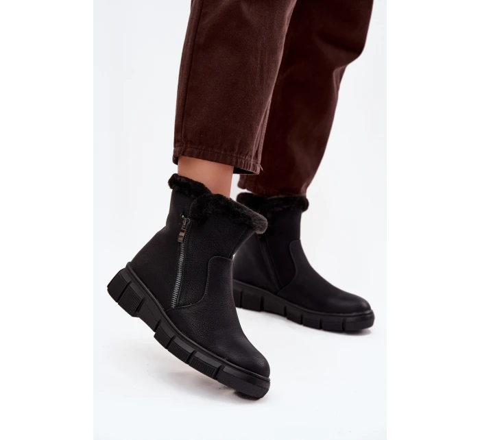 Dámské sněhule Briselle na platformě s kožešinou – černé Dámské sněhule Briselle na platformě s kožešinou – černé