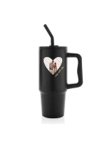 Personalizovaná termoska s barevným víčkem s výřezem fotky na podkladu