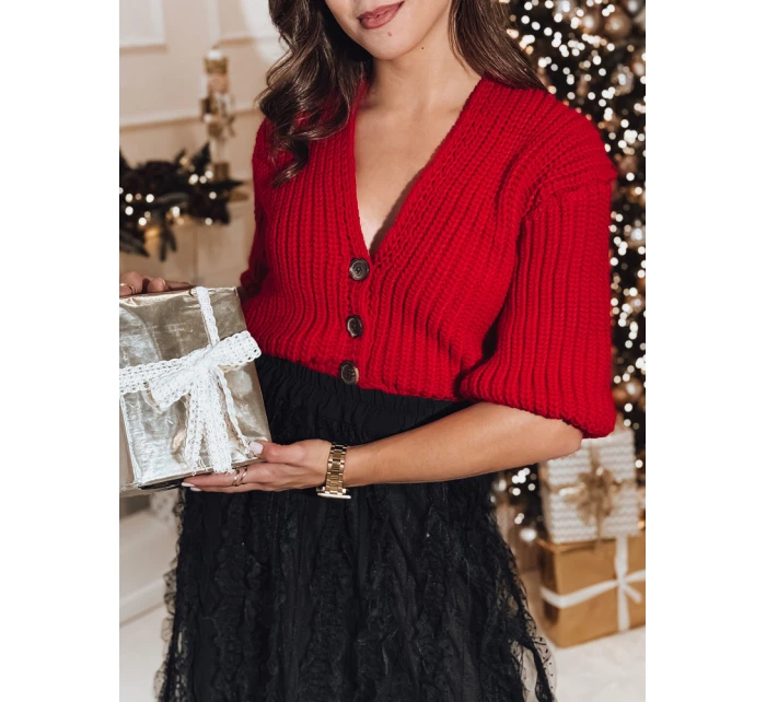 NUTI dámský rozepínací svetr červený FashionStreet MY2370