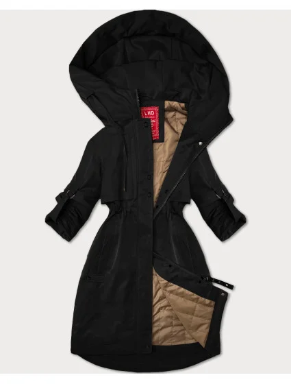 Černá dámská bunda s ohrnutými rukávy model 20911354 - LHD