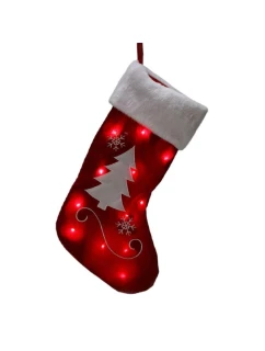 VÁNOČNÍ DÁREK PONOŽKA VELKÁ 41CM 12LED VÁNOČNÍ STROMEK