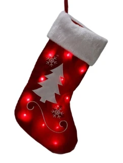 VÁNOČNÍ DÁREK PONOŽKA VELKÁ 41CM 12LED VÁNOČNÍ STROMEK