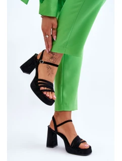 Dámské semišové sandály na platformě Černé model 21613994 - Boto