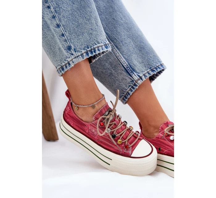 Dámské Tenisky Na Platformě Červené GOE RR2N4104