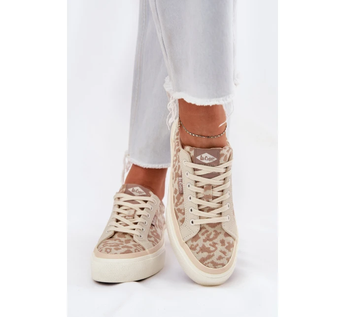 Nízké dámské tenisky s leopardím potiskem Lee Cooper LCW-25-02-3330L béžové