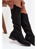 Dámské Kozačky Síťované Na Ploché Podpatky S   Černé model 21713644 - S.Barski