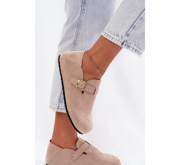 Dámské polobotky Eco semiš s zlatým přezkou Béžové model 22038385 - Boto