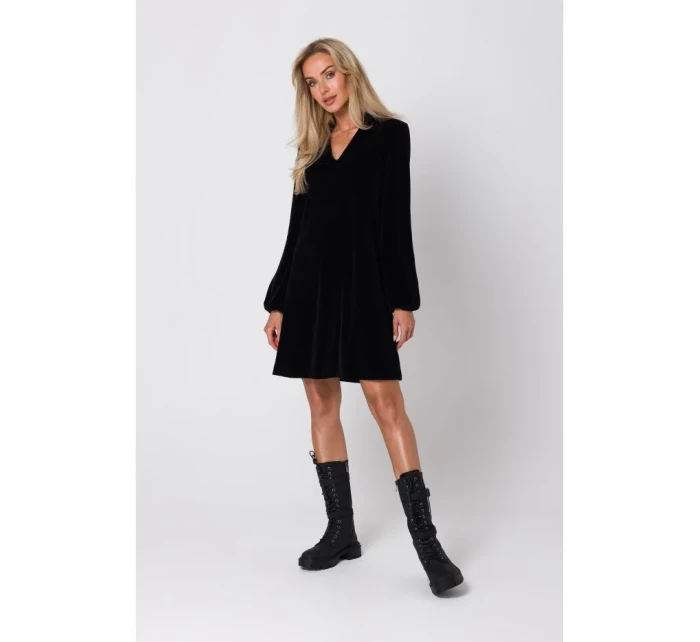 M767 Šaty s výstřihem do V - černé M767 Šaty s výstřihem do V - černé