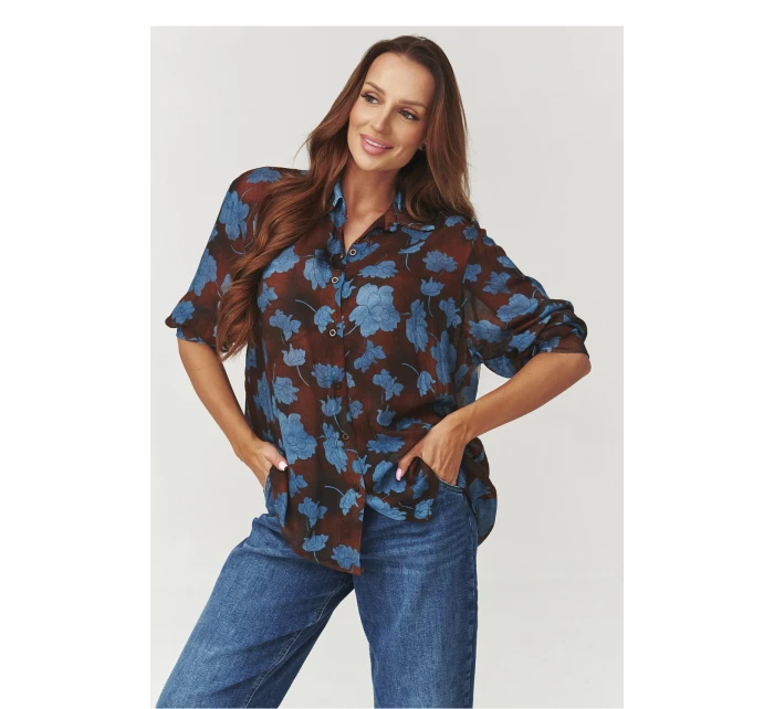 Košile s dlouhým rukávem model 219728 Makadamia Košile s dlouhým rukávem model 219728 Makadamia