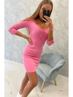 Šaty s knoflíkovým výstřihem světle růžové Šaty s knoflíkovým výstřihem světle růžové
