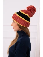 Dámská čepice Kinga K297 červená+hořčicová+černá Dámská čepice Kinga K297 červená+hořčicová+černá
