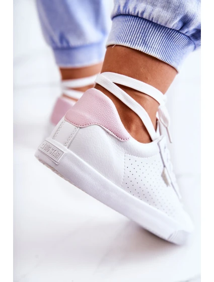 Dámské Kožené Tenisky BIG STAR HH274073 Bile-Růžové