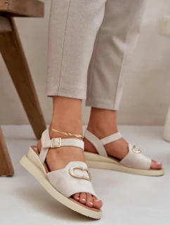 Dámské Sandály Na Klínu S Ozdobou Béžové Salianes