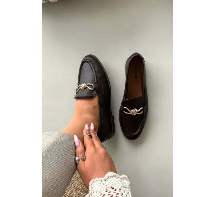 Dámské mokasíny s ozdobným detailem čokoládové rozinky