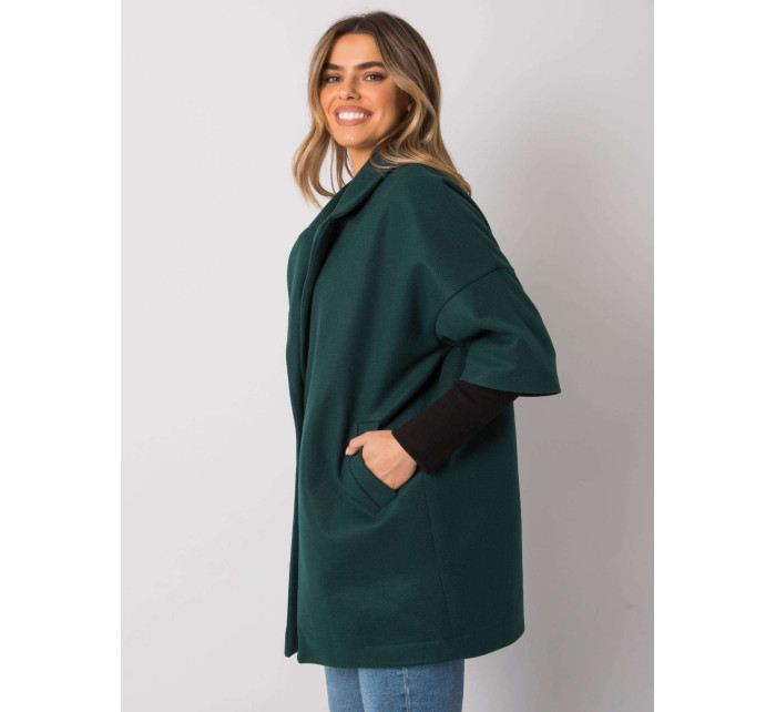 RUE PARIS Tmavě zelený nadměrný kabát