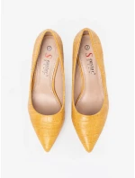Pěkné žluté  lodičky dámské na jehlovém podpatku