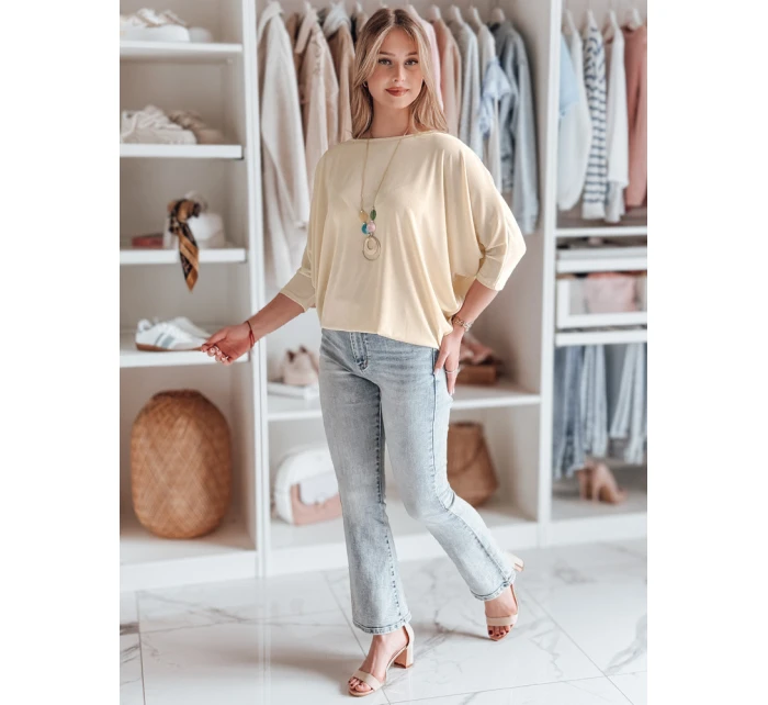Dámská máslová halenka oversize s přívěskem LUZVIA beige FashionStreet RY2773
