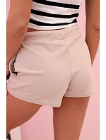 Dámské šortky z bavlny s tkaničkou béžové